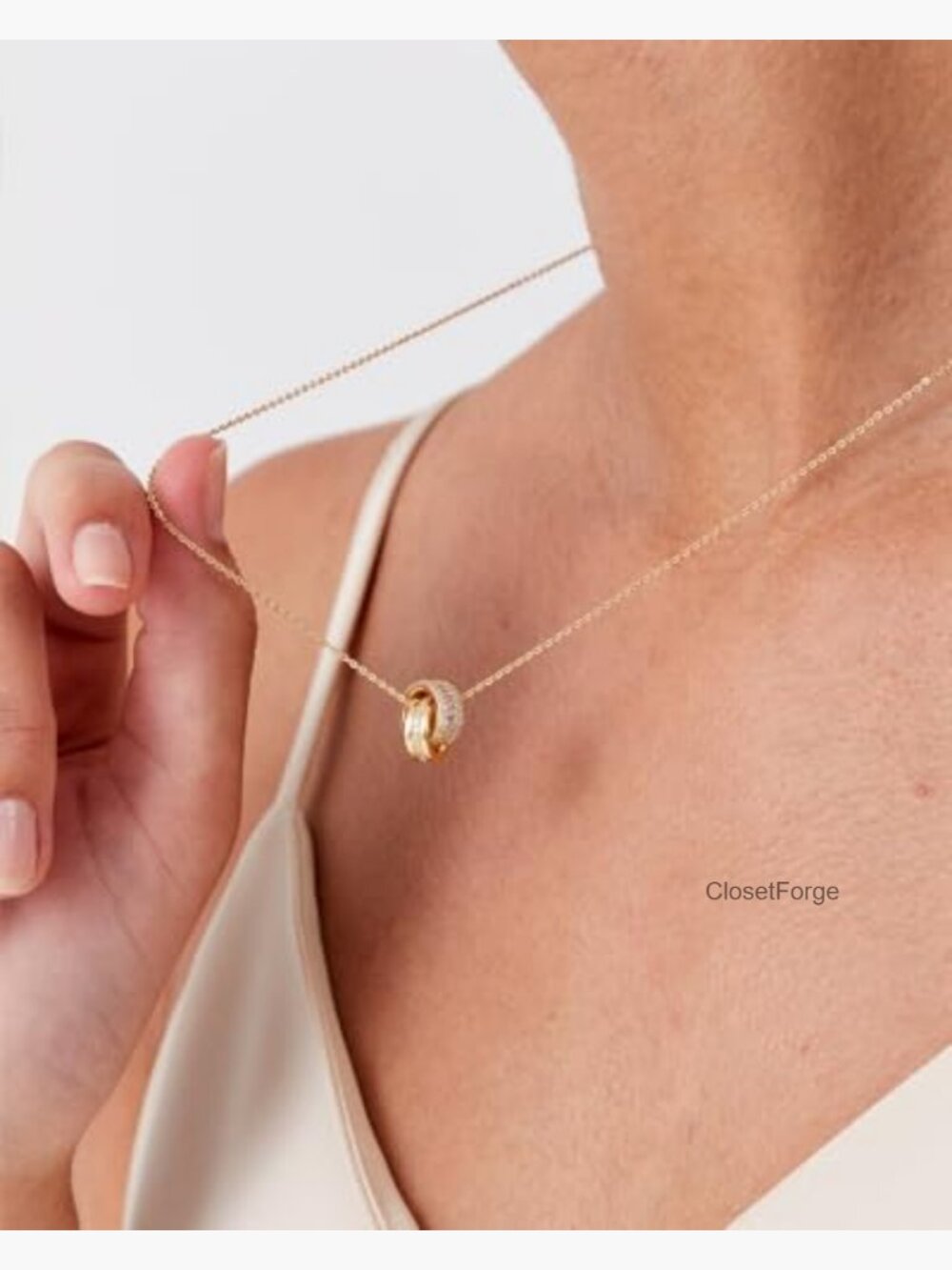 14K Gold Plated Cubic Zirconia Dainty Pendant Necklace, Minimalist Daily Wear - Picture 3 of 7